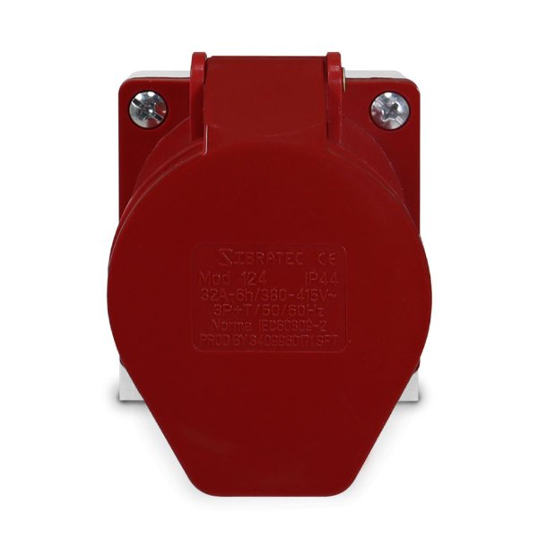 Tomada de Parede ou Sobrepor 124 3P + T 6H 380Vca / 32A Vermelho