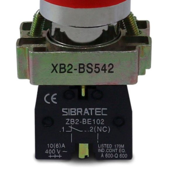 Botão de Emergência XB2-BS542 Metálico Gira Destrava 1NF Vermelho